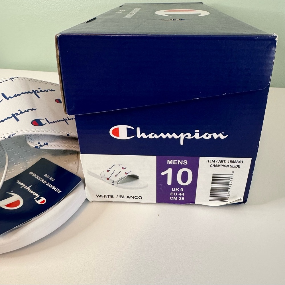 Champion Men's Athletic Slide Slip In Sandal White with Logo - Picture 9 of 9